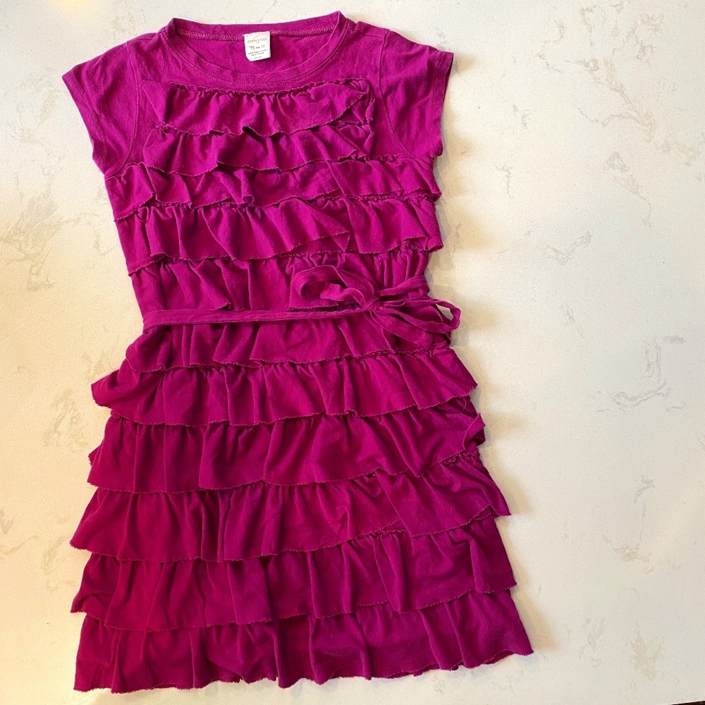 Crewcuts size 10 magenta  ruffle dress with tie